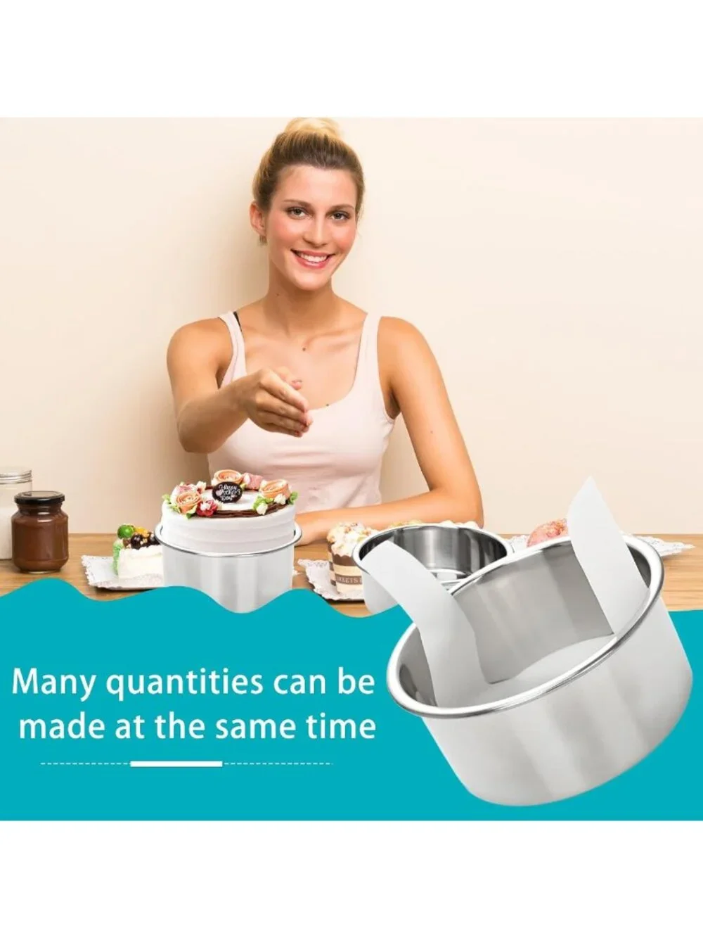9-Pack Mini Round Cake Pan Set with Easy Lift Liners - Stainless Steel, Oven